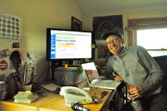 Andy James, the manager of Intervale, keeps the USGS stream gages up on his computer.