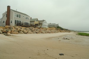 Homes next to Ellis Landing have implemented some 'hard' solutions to protect against erosion.