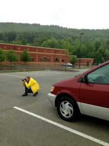 Kirsten snaps a photo of 'porous' pavement at work during a rainstorm in Keene, NH.