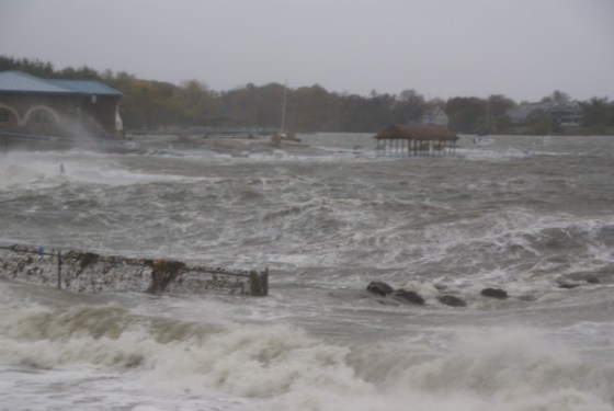 The storm surge in Hudson Park during Hurricane Sandy. Photo: New Rochelle Patch
