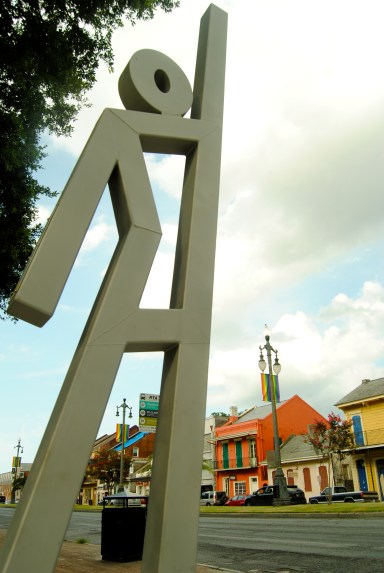 The 14-foot tall steel sculpture marks an EvacuSpot in New Orleans