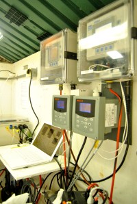 A monitoring station set up at Taylor Shellfish hatchery shows real time acidity of the water as it changes with parts per million of carbon in the atmosphere.